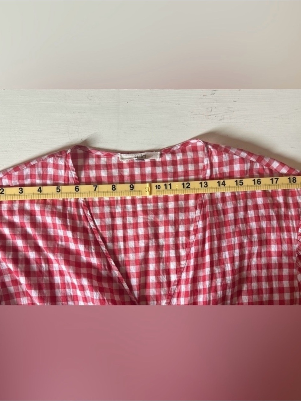 Sula Red White Gingham Cotton Maxi Dress Oversized Lagenlook Prairie Size XS - Picture 10 of 12